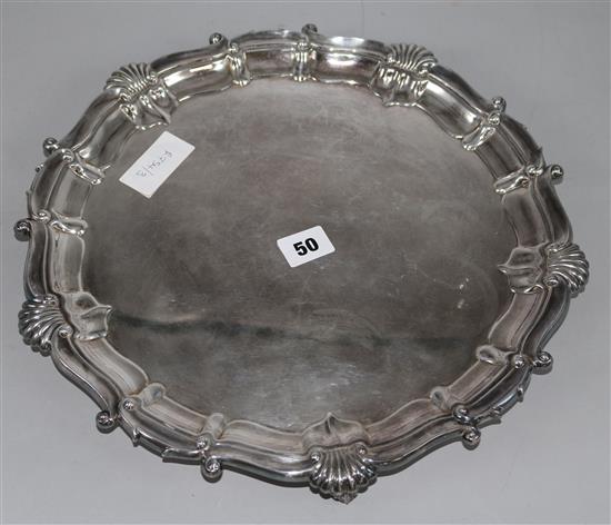 A silver plated salver